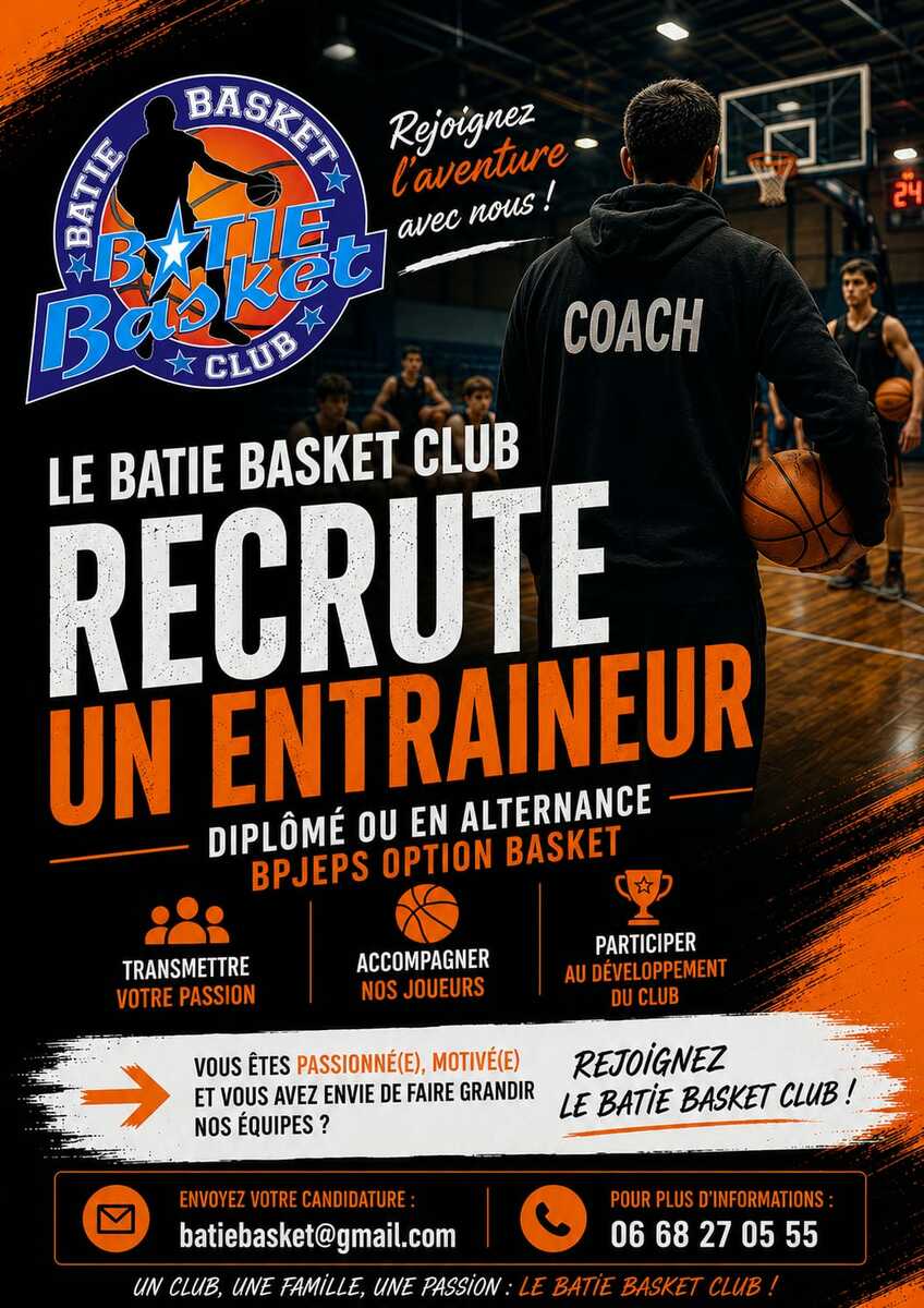 Le BATIE BASKET recrute à la rentrée 2026-2027