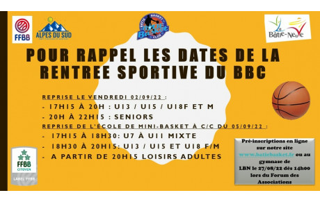 La reprise 22-23 du BBC approche ... voici les dates des 1er rdv 